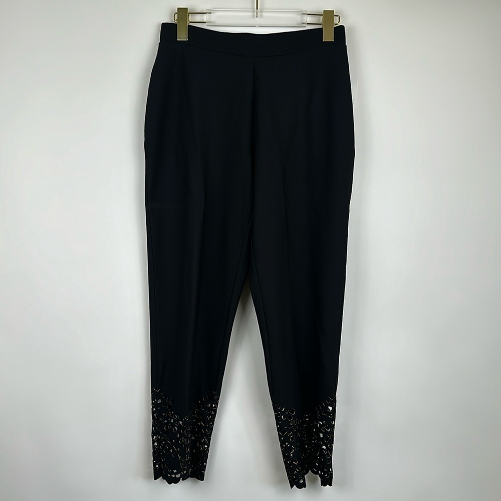 Dennis Basso Knit Stretch Pull On Cut-out Gold Ankle Detail Black Size XSP